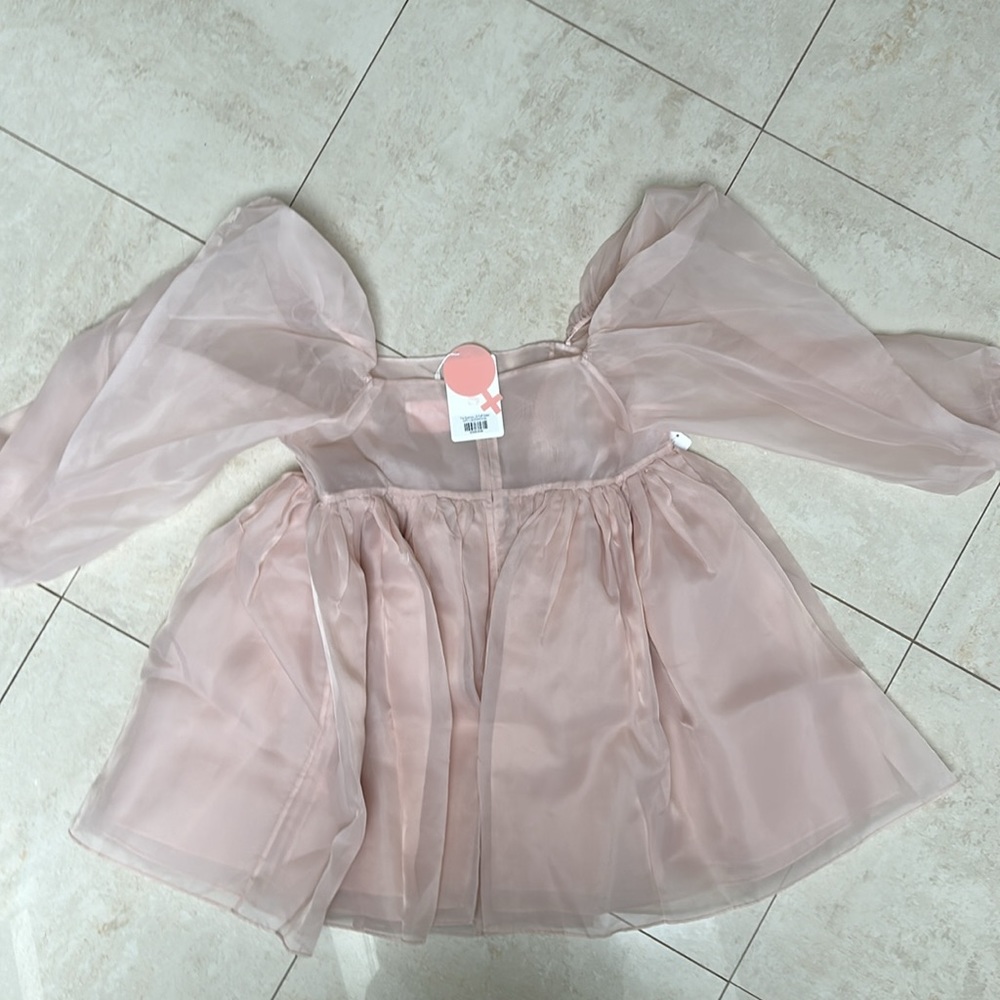 NWT Selkie Light Pink Sparrow Long Sleeve Puff Dress - Picture 3 of 3